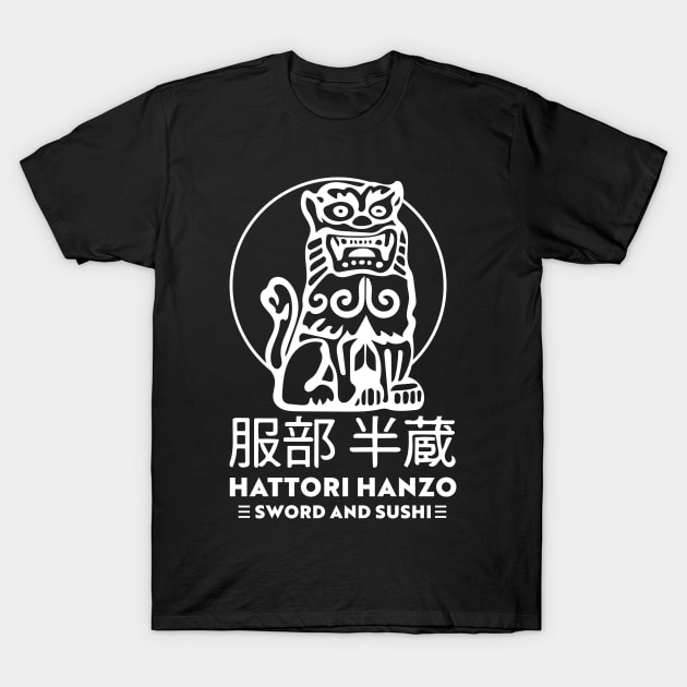 Hattori Hanzo Sword and Sushi (light) T-Shirt by Doc Multiverse Designs